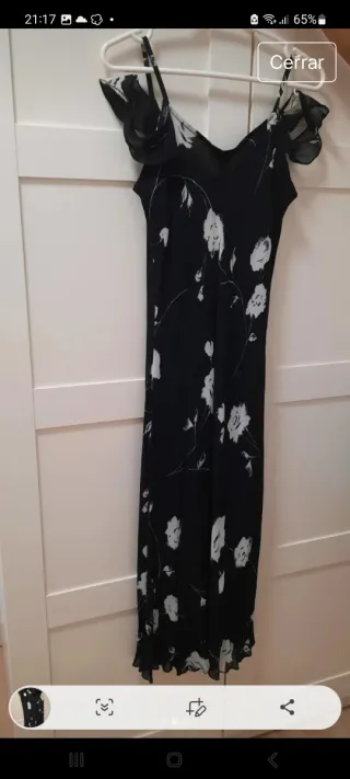 Vestido de gasa  floral negro y blanco