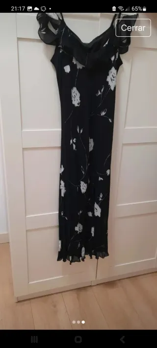 Vestido de gasa  floral negro y blanco