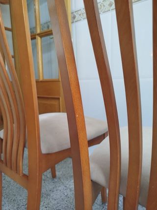 Pack 6 Sillas Comedor Madera Tapizadas Beige