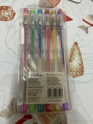 4 confezioni penne e matite glitter