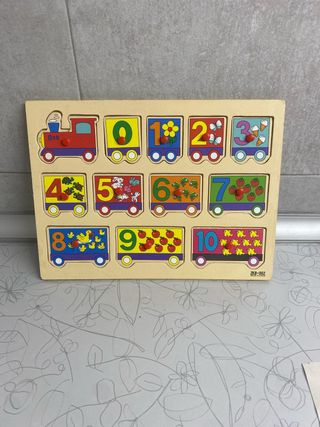 Puzzle encajables tren números madera