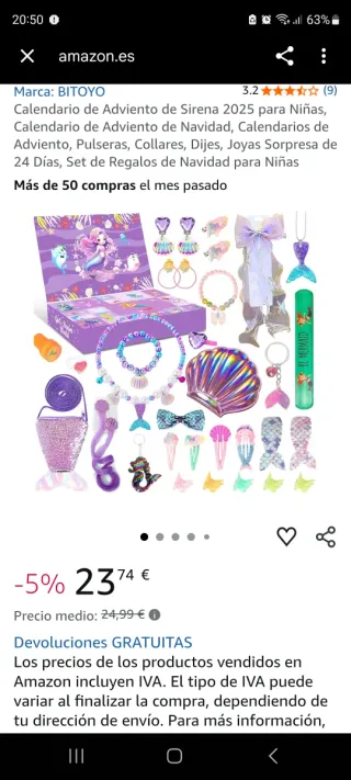 Calendario Adviento Sirena Niña