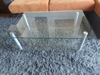 Mesa de centro cristal y metal