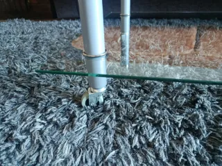 Mesa de centro cristal y metal