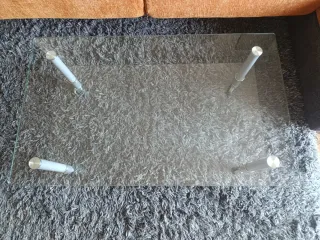 Mesa de centro cristal y metal