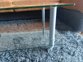 Mesa de centro cristal y metal