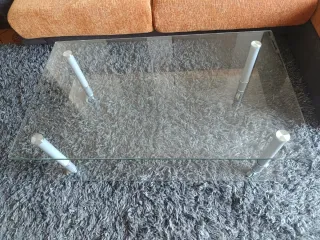 Mesa de centro cristal y metal