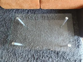 Mesa de centro cristal y metal