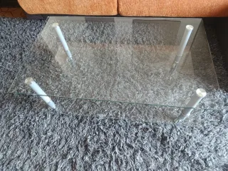 Mesa de centro cristal y metal