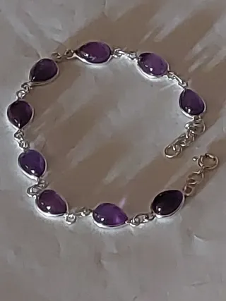 Pulsera Plata 925 con Piedras Moradas