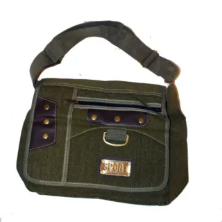 Bandolera bolso lona verde de camuflaje