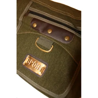 Bandolera bolso lona verde de camuflaje