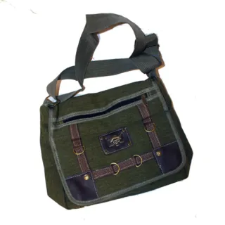 Bandolera bolso lona verde de camuflaje