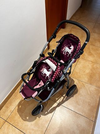 Cochecito de muñecas doble unicornios