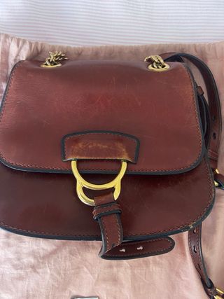 Borsa Miu Miu in pelle marrone invecchiata dorata
