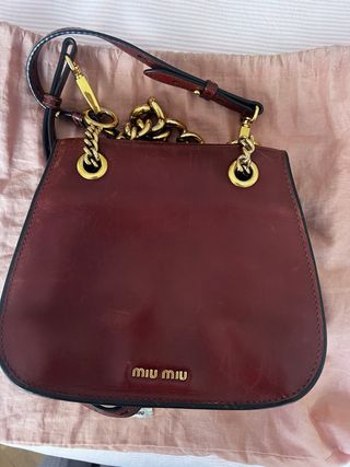 Borsa Miu Miu in pelle marrone invecchiata dorata