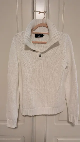 Jersey Blanc Bleu cuello alto