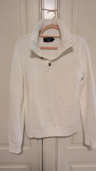 Jersey Blanc Bleu cuello alto