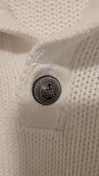 Jersey Blanc Bleu cuello alto