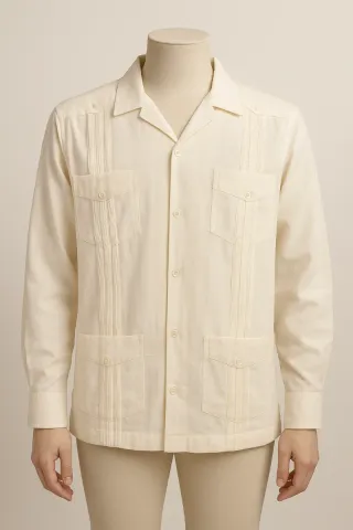 Guayabera Hueso Manga Larga