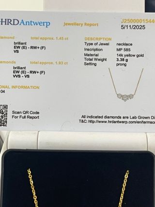 Collar Oro 14k 3.38CT Diamantes VVS1