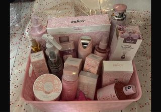 Cesta PRADY rosa con lunares rojos