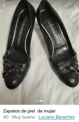 Zapatos Negros piel.  Mujer Luciano Barachini