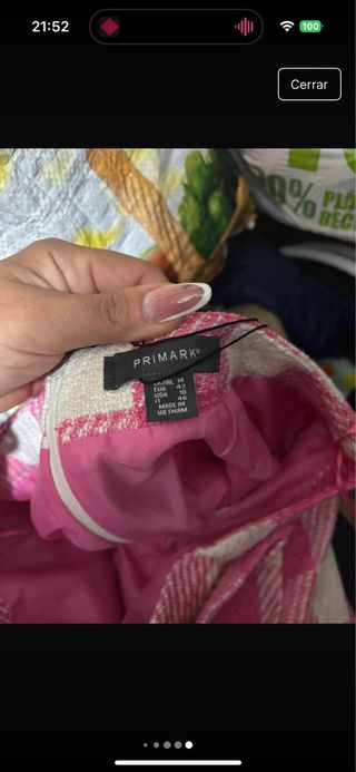 Falda pantalón cuadros rosa Primark talla 14