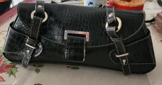 Borsa effetto coccodrillo nera