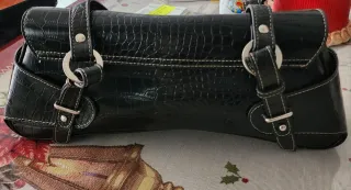 Borsa effetto coccodrillo nera