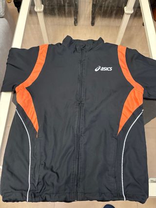 Cortavientos Asics Talla L Negro Naranja