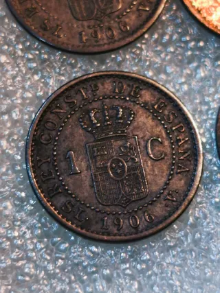 4 Monedas Alfonso XIII 1 Céntimo