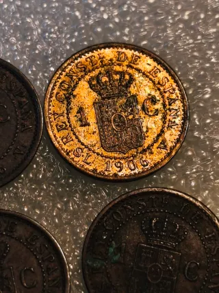 4 Monedas Alfonso XIII 1 Céntimo