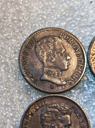 4 Monedas Alfonso XIII 1 Céntimo