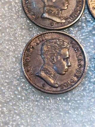 4 Monedas Alfonso XIII 1 Céntimo