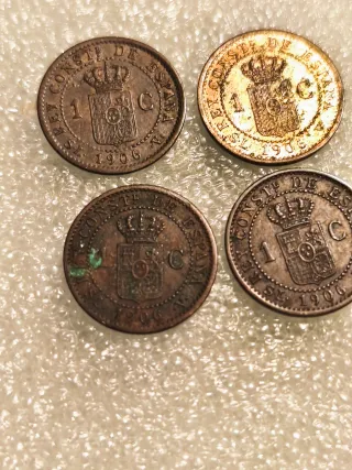4 Monedas Alfonso XIII 1 Céntimo