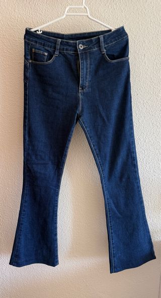 Pantalón vaquero flare mujer azul