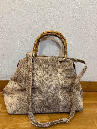 Bolso bandolera piel serpiente bambú