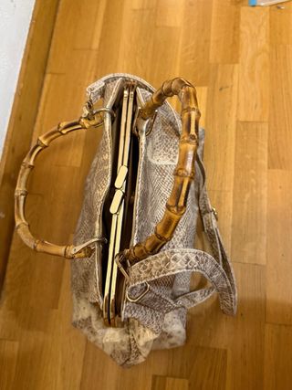 Bolso bandolera piel serpiente bambú