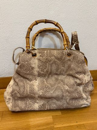 Bolso bandolera piel serpiente bambú