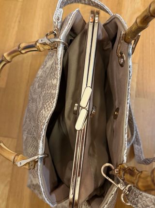 Bolso bandolera piel serpiente bambú