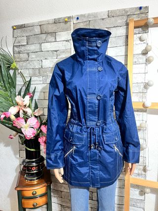 Parka impermeable azul mujer