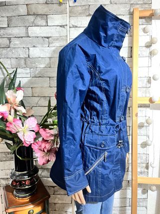 Parka impermeable azul mujer