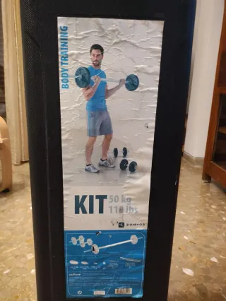 Kit pesas barras mancuernas musculación 50 kg