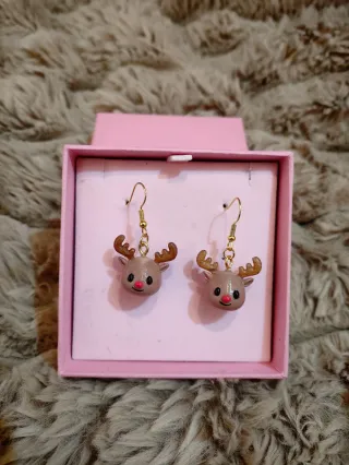 Pendientes Reno Rudolf Navidad 3D