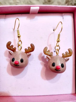 Pendientes Reno Rudolf Navidad 3D