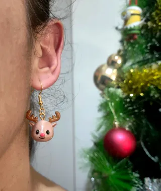 Pendientes Reno Rudolf Navidad 3D