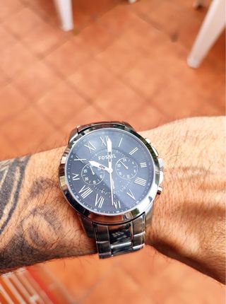 Reloj Fossil Grant Negro y Plateado