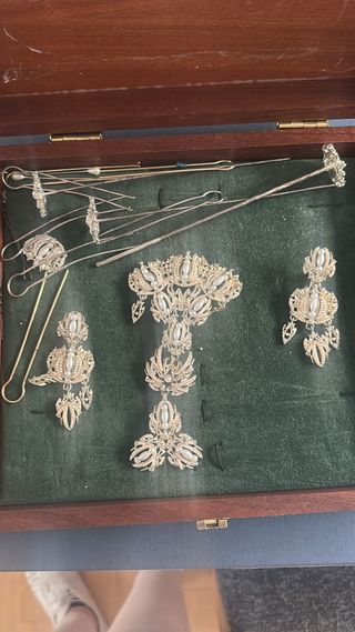 Aderezo de plata y oro con perlas