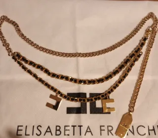 Elisabetta Franchi cintura catena oro e nero